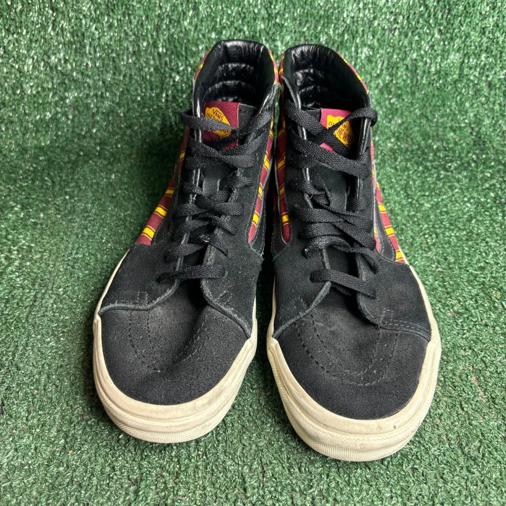 Vans Sk8-Hi Harry Potter Gryffindor Stripe Suede Sneaker Black Maroon Womens 8.0